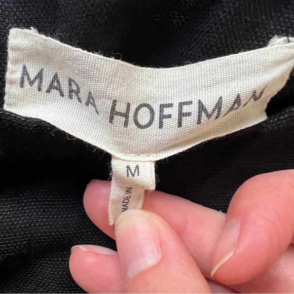 MARA HOFFMAN black cropped linen top M - Picture 3 of 8